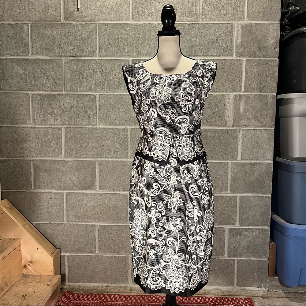 Karen Millen Black and White Floral Midi Dress